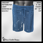 Ocean Crochet Pattern Men’s Shorts (S-5XL) – Digital PDF Pattern in English